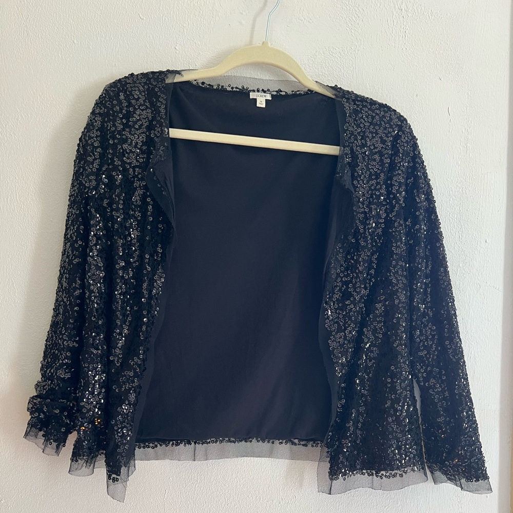 J.Crew Sequin Black Cardigan